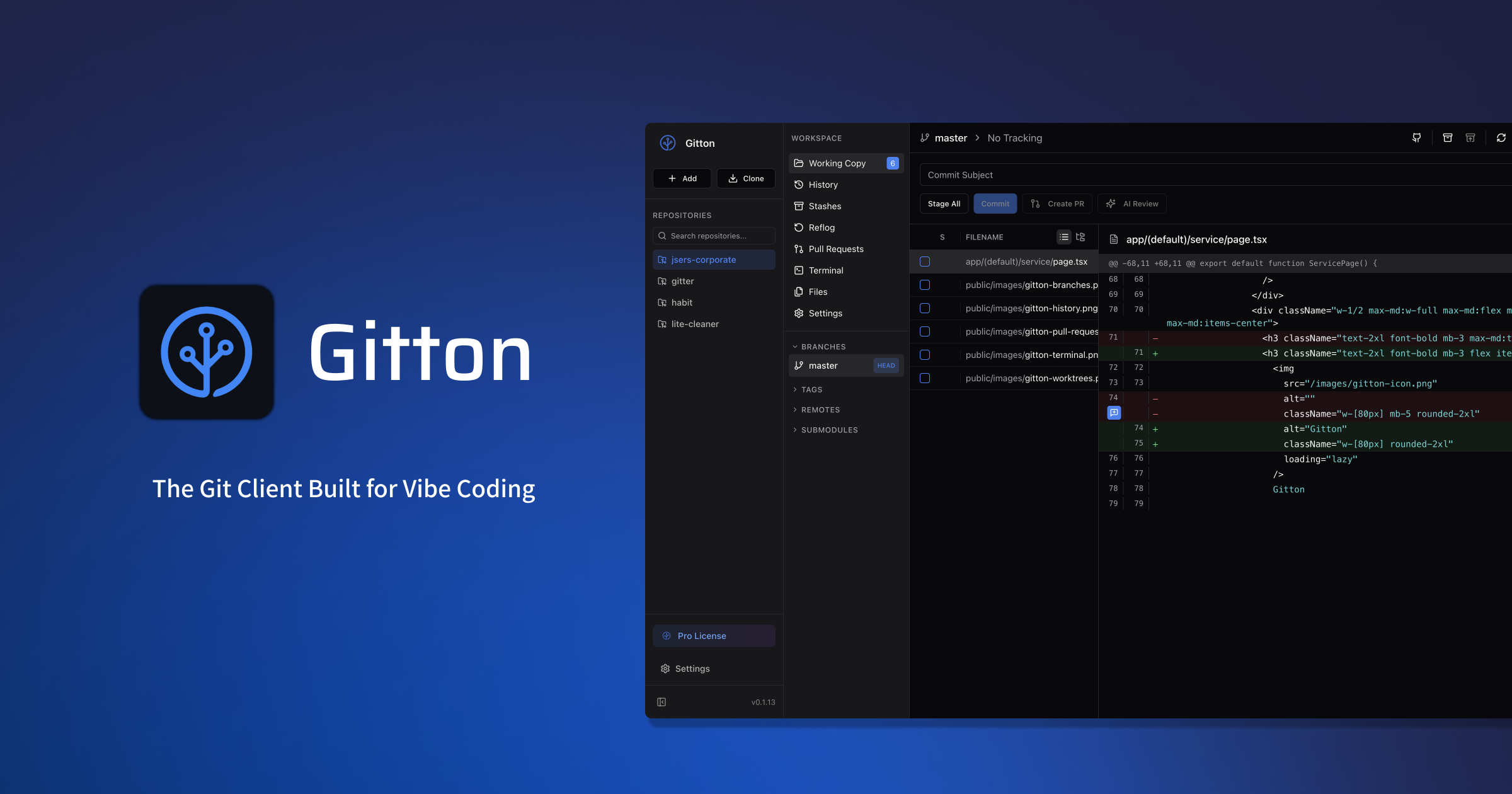 Got Client Gitton - The Git Client Built for Vibe Coding